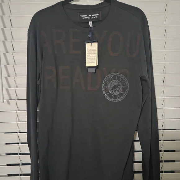 Armani Jeans Men's Dark Gray Long Sleeve Tee - Picture 1 of 1